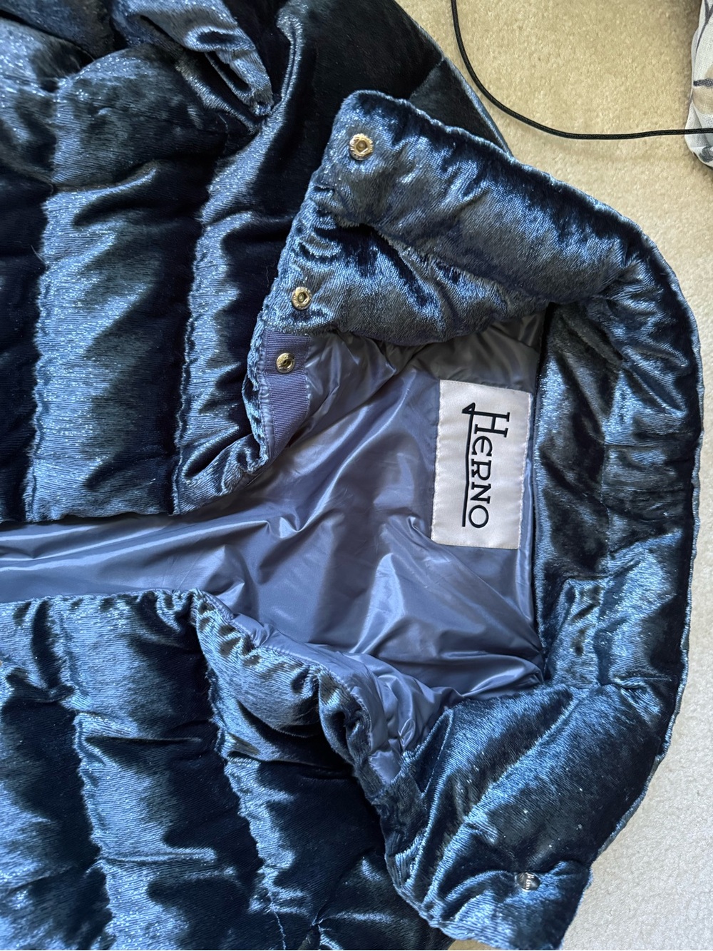 Herno blue Quilted shimmer Puffer Jacket size 44 - Picture 3 of 6